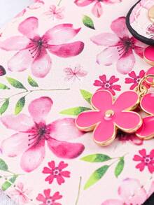 1pc Countryside Floral Card Holder & Keychain, Macaron Color Ditsy Floral Card Case With Flower Pendant And Tassel Design, Convenient Storage For Cards, Fashion Accessory For Women - Multicolor - View 11