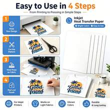 10pcs 8.5"X11" Heat Transfer Paper For Light Colored T-Shirts, Inkjet Printable Heat Press Film, Vibrant Colors, Durable & Soft, Includes 1pc Protective Sheet - Transfer Paper - View 5