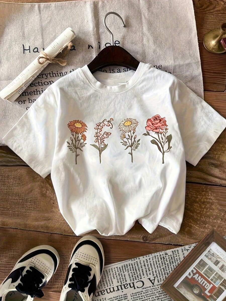 Women's San Francisco Print T-Shirt, Casual Short Sleeve Top For Women, Comfortable Fit, Matching Sister Sets, Outdoor Travel Essential, Women's T-Shirt, Spring/Summer T-Shirt. - 白色 - 查看 1