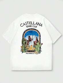 Krometka Men's Short-Sleeved T-Shirt With English Slogan And Landscape Print, Casual And Versatile Style - 白色 - 查看 11