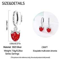 1 Đôi bông tai nữ bằng bạc Sterling S925 chất lượng cao, ít gây dị ứng, hình tròn màu mâm xôi, quà tặng trang sức cho tiệc cưới, sinh nhật, ngày lễ, cặp đôi - PAE415 - Xem 4