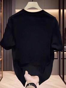 Short-Sleeve Breathable Cotton T-Shirt With A Fun Print Of My Adorable Little Puppy - Crew Neck, Short Sleeves, Comfortable Fit, Suitable For Casual Wear, Going To Work And Outdoor Activities. 100% Cotton - 黑色 - 查看 3