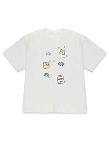 Women's Retro Rabbit & Music Note T-Shirt - Spring Summer Short Sleeve Drop Shoulder Blouse Top With Rabbit Print, Machine Washable Casual Casual Attire Suitable For Music Lovers, Non- Retro Style Outfits-High QualityFor Summer - 白色 - 查看 8