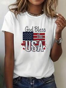 Camiseta de Mujer con Cuello Redondo y Estampado, Ligera y Transpirable para Verano, Estilo Casual de Moda, Nuevo Estilo 2024, Modelo Básico Cómodo y Versátil 16BN - Blanco - Ver 8