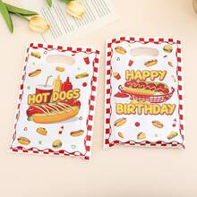 10/30/50pcs Hot Dog Printed Reusable Pearlescent Film Tote Bags Suit Packing, Party Favors And Fun Decoration, With Creative Packaging Design - Printed Version (10 Pieces/pack) 18*25cm - View 3
