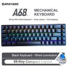 APAYADO A68 有线机械键盘，65% 紧凑布局，68 键热插拔，RGB 背光，适合游戏玩家，有线 USB 连接 - 查看 19