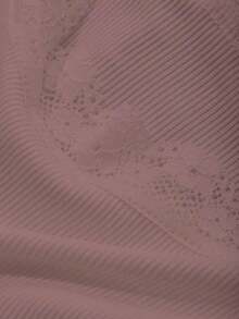 Camiseta ajustada para mujer con hombros descubiertos, con encaje y lazo de contraste, manga larga, top con hombros descubiertos - Rosa - Ver 6