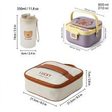 304 Stainless Steel Lunch Box, Bento Box Adult, Cute Microwavable Lunch Containers, Leakproof Snack Containers With Lids, Travel Food Containers, Portable Lunch Bowls With Handle, Bento Snack Box With Utensils For School Student - Multicolor - View 24