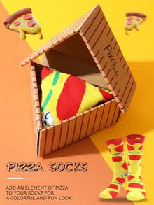 Tất CREATOR SOCKS 1 đôi tất hình pizza ngộ nghĩnh, thiết kế hộp quà sáng tạo hình pizza dễ thương và độc đáo, có thể dùng làm quà tặng bất ngờ cho sinh nhật/tiệc tùng/ngày gia đình/đám cưới/Ngày của Cha/mùa tốt nghiệp/mùa tựu trường/Halloween/Giáng sinh và các ngày lễ khác. Chất liệu mềm mại. - Màu vàng - Xem 9
