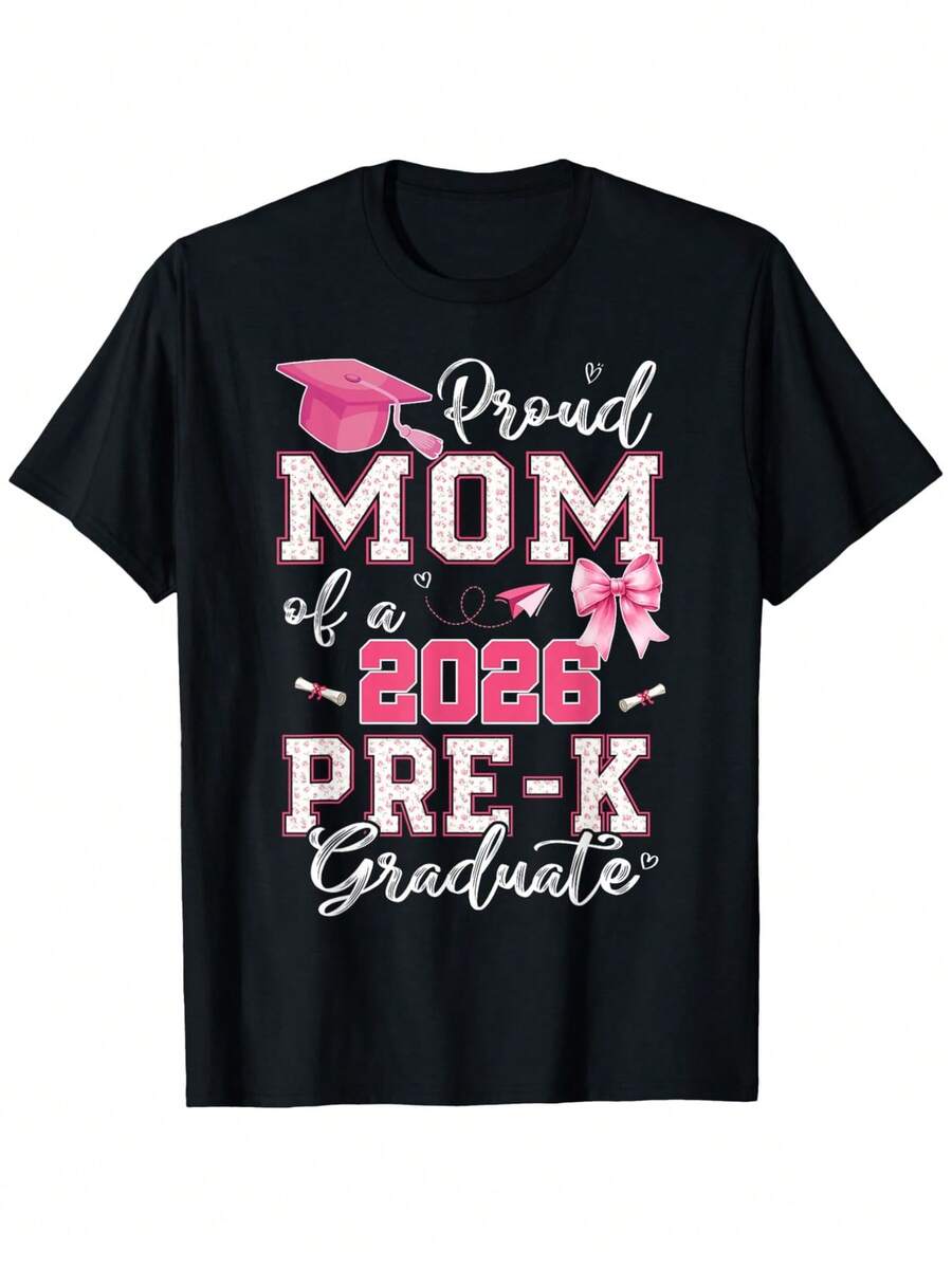 2026 Preschool Graduation T-Shirt – A Gift For Proud Moms Of Preschool Graduates, Loose-Fitting Crew Neck T-Shirt With Graduation Certificate Design, Suitable For Preschool Parties And Achievement Celebrations (Comfortable Graduation Wear). - 如圖所示 - 查看 1