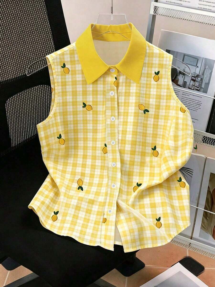 Blusa sin mangas para mujer, de verano, con diseño versátil y elegante, estampado digital de cerezas, imprescindible, alta tasa de devolución, vuelta al colegio, camisa sin mangas para damas - Multicolor 4 - Ver 1