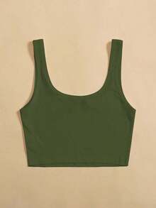Top tank corto unicolor - Verde militar - Ver 2