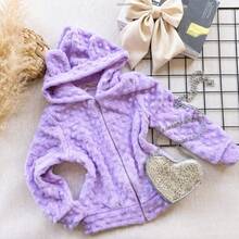 Children's Hooded Jacket With Ears - Cold Weather Fashion Blogger Autumn Winter - Morado - Ver 2