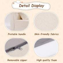 Colchón plegable para sofá cama para niños con almohada lavable y plegable para dormir en la guardería sofá plegable para niños futón silla plegable con bolsa de almacenamiento para niñas - Peluche beige - Ver 5