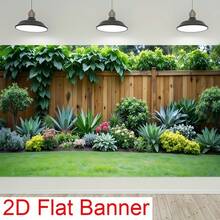 1pc Garden Courtyard Background Banner, Featuring Wooden Fences, Agave Plants And Tropical Greenery Elements, Suitable For Party, Event Shooting Or Scene Setting, And Courtyard Decoration, Etc. - A - View 7