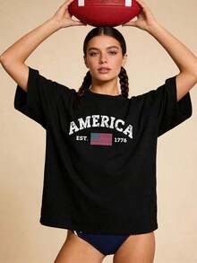 Camiseta de manga corta con cuello redondo suave y casual de verano para mujer, tops para salir, vintage, Gen Z, tops, curvas, ropa Y2K, algodón, Italia, Grecia, tops de mujer, tops bonitos, camisetas gráficas, conjuntos de primavera, estilo callejero americano, casual deportivo, estilo unisex, estilo casual urbano, casual, jersey, camisetas holgadas, ropa de calle retro, estilo de los 90, estilo de los 2000, subcultura, estilo europeo, tops negros, tops blancos, conjuntos de fiesta de los 90. Blanco - Negro - Ver 7