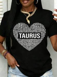 Conjuntos de verano para mujeres, camiseta gráfica con el signo zodiacal Tauro y la determinación torosa, para mujeres, regalo para el mes de nacimiento abril-mayo, ropa casual de verano, tops de verano. - Negro - Ver 1