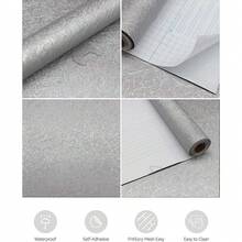 1卷银色桑蚕丝自粘墙纸,防水PVC可移除墙贴,适用于卧室、床头板、客厅背景墙,40厘米*100/300/500 - 銀色 - 查看 11