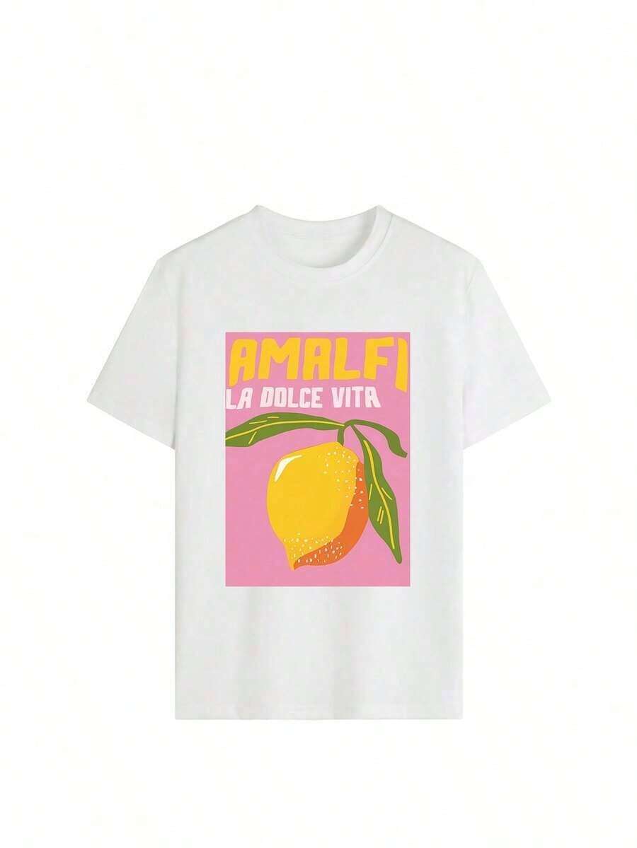 Women's Loose-Fitting T-Shirt With A Round Neck And Exquisite Print. Soft And Breathable Fabric, Comfortable To Wear, And Short Sleeves. Casual And Relaxed Fit, Versatile Style. Made From High-Quality 100% Pure Cotton (200 G). - 彩色 - 查看 1