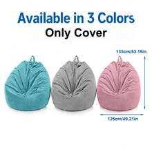 Lightweight Corduroy Bean Bag Cover, Pink/Sky Blue/Light Gray Breathable Slouchy Sofa Cover, Removable And Machine Washable Indoor Home Decor, Filling Not Included - Multicolor - View 6
