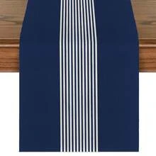 1pc,Bohemian Style,Minimalist Striped Pattern Table Runner,Microwave Dust Cover,Protective Cover,Rectangular Tablecloth,Washable,Suitable For Home Dinner,Coffee Table,Kitchen And Dining Room Decor,Dining Table Decoration Party And Scene Decor,Home Decor,Outdoor Patio Table Runner Decor,Entryway Decor,Fireplace Cover - Navy Blue - View 10