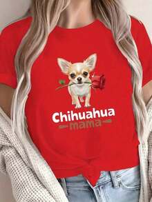 GiftCamias Graphic Camis - Women's Red Camis - Camis With Chihuahua Holding A Rose Graphic - Pure Cotton Camis, Soft And Breathable - Casual Top For Pet Lovers - Fun Gift Idea For Dog Moms, Dog Camis, Comfortable Fit - 100% Cotton - 紅色的 - 查看 6