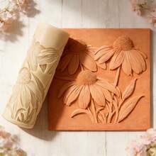 1pc Pinecone Chrysanthemum Texture Roller, Polymer Clay Embossed Mold, High Detail 3DTexture Roller, Pottery Tool, Durable Plastic Handmade Mold, Suitable For Easter, Pet Day,Reading Month, DIY Jewelry Making And Art Design, Handmade Enthusiasts Gift - Apricot - View 6