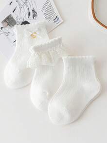 3 đôi tất ren cho bé gái, tất công chúa màu trắng, dành cho bé gái từ 0-5 tuổi. - Nhiều màu - Xem 4