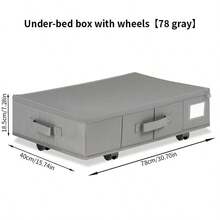 1pc Thickened Non-Woven Fabric Foldable Underbed Storage Box With Wheels, Large Capacity Clothes Storage Bin, Mobile Storage Rack - Black - View 8