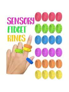 6pcs Silicone Finger Spinner Rings - Sensory Toys With Varied Textures And Color Combinations, Helpful For Maintaining Calmness And Focus, Suitable For Classroom Rewards, Birthday Gifts, And Travel Entertainment - Multicolor - View 2