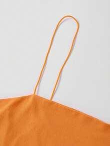 Top corto de tirantes delgado unicolor - Naranja - Ver 3