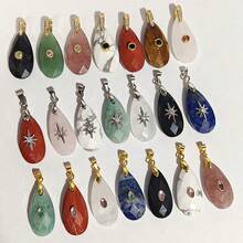 1pc Beautiful Natural Stone Crystal Long Drop Cut Faceted Pendant For DIY Jewelry Accessory Necklace Pendant - Water Droplet Cut - View 1