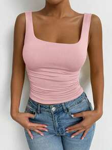 Conjunto de dos piezas de camiseta de tirantes ajustada en verde y blanco, estilo sexy de club, atuendo de festival y carnaval, atuendo de cumpleaños de mujer, atuendo romántico para citas, atuendo de concierto, esencial para fiestas, atuendo diario, atuendo deportivo casual, estilo de vacaciones - Multicolor 3 - Ver 4