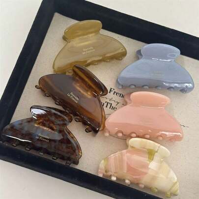 Elegant Glossy Hair Claw Clips With Engraved "Barrette La France" Letter Detail, Chic Non-Slip Jaw Clips For Women, Fashion Hair Accessories For Securing Half-Up Styles, Bangs And Creating Messy Buns, Perfect For Daily Wear, Office Commute, Date Night, Weekend Outings And All Occasions, Ideal For Elevating Your Everyday Hairstyle With A Timeless & Refined Touch