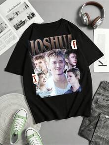 Limited Edition Joshua Seventeens T-Shirt - Vintage Graphic Joshua T-Shirt - Retro Joshua T-Shirt - Funny Joshua Meme - Korean Boy Band T-Shirt - Black - View 1