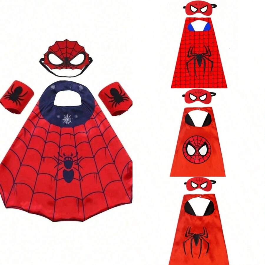Disney Spider-Man Cape & Mask Costume Set, Party Photo Props, Birthday Gift - A - View 1