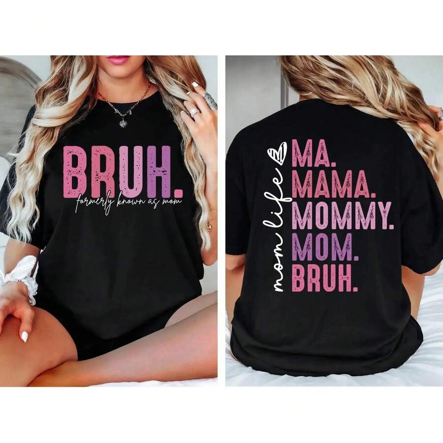 Sudadera "Bruh", Anteriormente Conocida como Sudadera de Mamá, Sudadera "Mama Mommy Mom Bruh", Sudadera Divertida para Mamá, Camiseta para el Día de la Madre, Camiseta "Era de Mamá", Regalo para Mamá - Negro - Ver 1