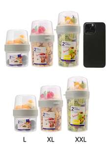 1 Pc Large Capacity Portable Mason Salad Cup, Multiple Sizes Available, With Handle, Double Lid Design, Ideal For Lunch, Breakfast, Picnic, Office - Plastic Food Container, Portable Meal Prep & Travel Dining Container - Multicolor - View 12
