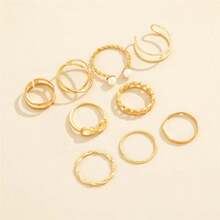9pcs Asymmetrical Wide Chain Thin Ring Jewelry Set, Women's Fashion Jewelry, Suitable For Daily Wear And Parties - Silver - View 4