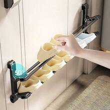 1 buah Rak Sepatu Lipat Multifungsi yang Dipasang di Dinding, Pemasangan Tanpa Pengeboran, Organizer Sepatu di Balik Pintu, Rak Penyimpanan Sepatu Multilayer Hemat Ruang untuk Pintu Masuk/Kamar Mandi, Tempat Sepatu Kamar Mandi yang Dipasang di Dinding, Cocok untuk Rumah, Hotel, Asrama, Pengorganisasian Sepatu di Kamar Mandi - View 4