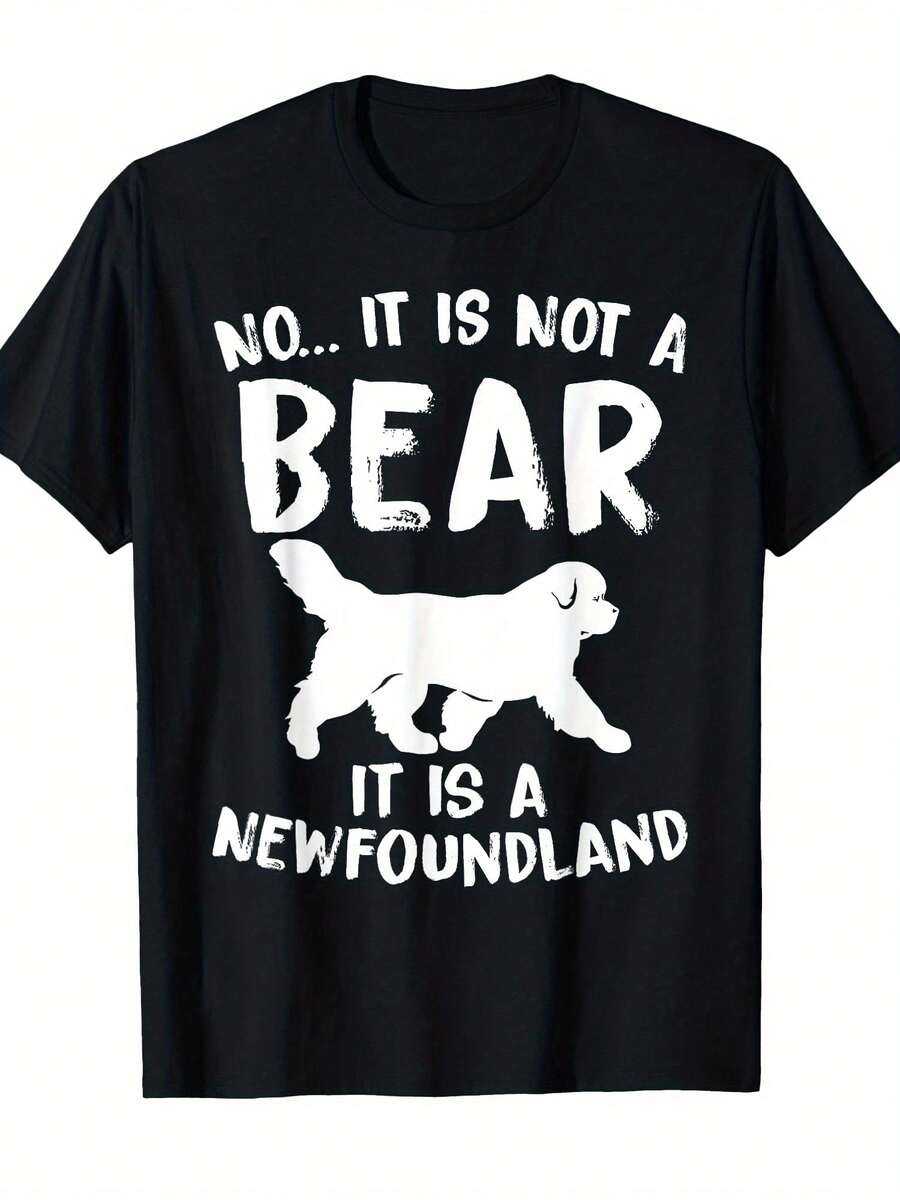 Ligera. Esta no es una camiseta de un oso, sino de un divertido perro de Newfoundland, adecuada tanto para hombres como para mujeres. Cuenta con un di - Negro - Ver 1