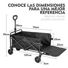 1 Pieza Carro Plegable Para Exteriores 80L Con Marco De Acero Resistente Carro Con Ruedas Todoterreno Gran Capacidad De Carga Fácil De Plegar Ideal Para Acampar Ir De Compras Y Jardín - [Rueda de 5 pulgadas, plegable, de apertura trasera] 80L - Ver 9