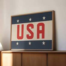 1pc Frameless Retro American Patriotic Font Art Canvas Poster Print Vintage 4th Of July Patriotic Farmhouse Aesthetic Wall Decor Minimalist Fun Art Painting For Home Apartment Bedroom Dorm Office Classroom Party Perfect Gift - Word - View 4