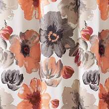 Decor - Cortina de Ducha Floral de Leah 72 Pulgadas de Ancho x 72 Pulgadas de Largo Coral y Gris Cortinas de Ducha de Tela Cortina de baño botánica de Acuarela decoración de Granja y Campo 7596821 - Coral - Ver 3