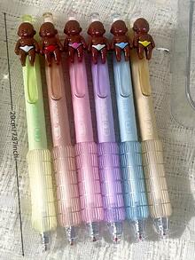 6 bút bi Natasha màu trung tính, cán mềm, nhanh khô, ngòi bấm 0.5mm, hình dán búp bê nhỏ màu đen hoạt hình sáng tạo, thích hợp cho trường học, unisex, học sinh, văn phòng phẩm, vẽ, giáo viên, lớp học, quà tặng sinh nhật, ngày lễ, tiệc tùng, đồ dùng cần thiết cho năm học mới. - Natasha - Xem 10