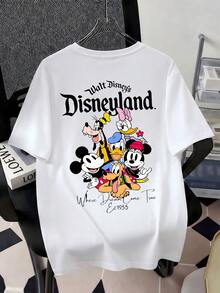 Officially Licensed Walt Disney Disneyland California EST 1955 Mickey Minnie Goofy Donald Daisy Pluto Graphic T‑Shirts For Men 100% Cotton Short Sleeve Crew Neck Vintage Retro Cartoon Oversized Streetwear Tee Summer Casual Daily Vacation Theme Park Outfit - trắng - Xem 3
