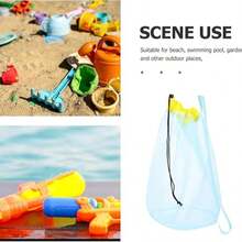 1 Peça Bolsa de Praia de Malha Leve Dobrável de Grande Capacidade, Organizador de Brinquedos de Grande Armazenamento Bolsa Esportiva para Crianças Meninas Adolescentes Mulheres, Bolsa Dobrável Portátil para Escola Praia Viagem Férias Deslocamento Diário - Visão 3