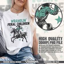 Dealing With Wild Children | Funny T-Shirt Design For Cowgirl Mom Life, Cowboy Rodeo Sublimation, Retro Country Mom Digital Design In PNG - 白色 - 查看 2