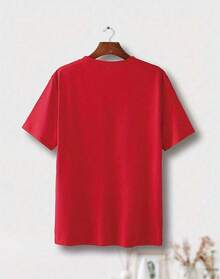 Camiseta de cuello redondo para mujer con estampado de letras y anime, de diseño sencillo, cómoda y transpirable, adecuada para el uso diario informal y versátil, que muestra un estilo natural y elegante, imprescindible para fiestas de verano, envío local, diseño con lazo y plumas. Para mujeres. - Rojo - Ver 5
