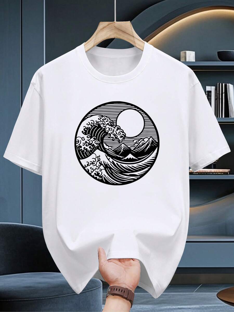 100% Cotton Short Sleeve T-Shirt - Soft Crew Neck, Breathable Fabric, Ideal For Summer And Casual Wear, Machine Washable, Versatile For Layering - Bull KingTee Selection - 白色 - 查看 1